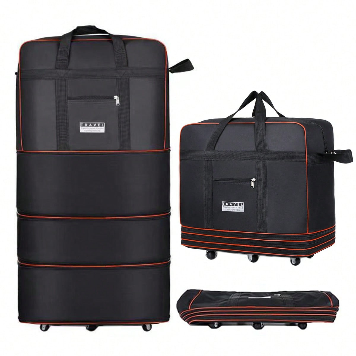 Black Collapsible Rolling Trav - Foldable Rolling Luggage Bag recension och pris